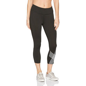 Calvin Klein Womens Placed Linear Graphic Crop Tights Small